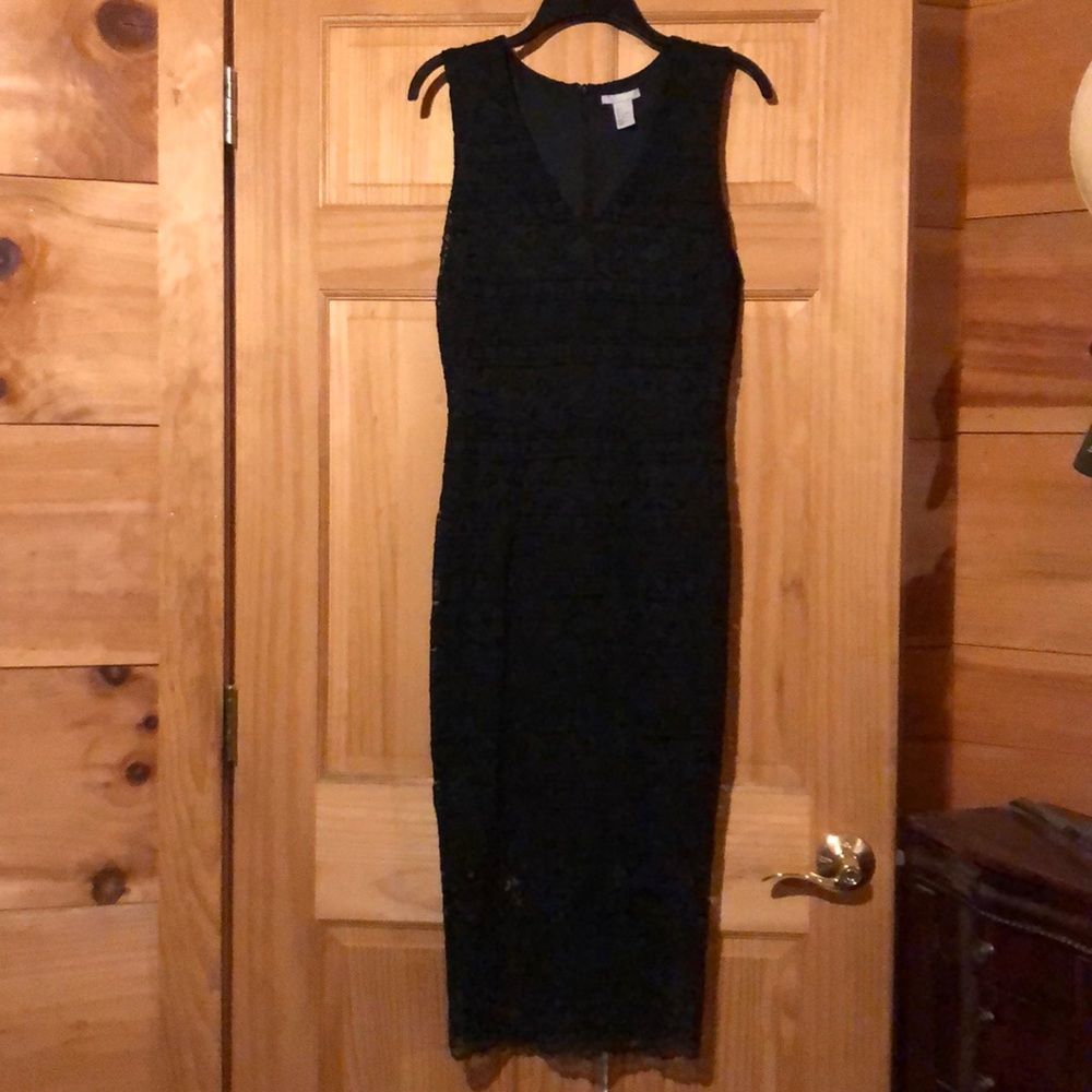 Black lace midi dress